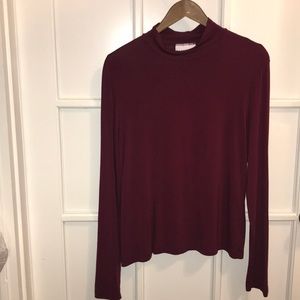Burgundy Bryn Walker Faux Turtle Neck Top B9